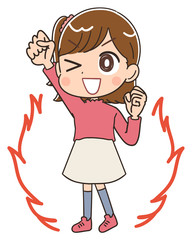 Fototapeta premium 女の子 小学生 かわいい マンガ イラスト