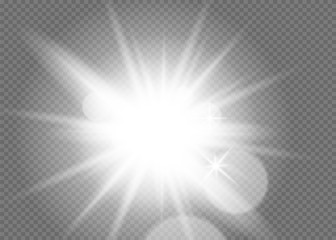 Fototapeta premium Sunlight, special lens flare, light effect. Sun flash with rays and spotlight. illustration