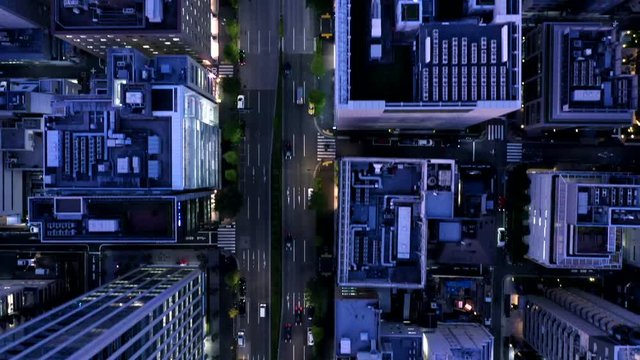 オフィス街の夕景　空撮