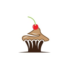 Cup cake logo vector icon
