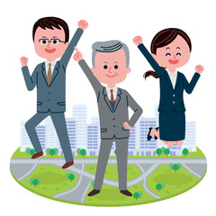 街と社会人のイラスト