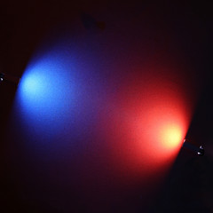 Combination of round light red and blue lights