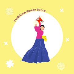 Obraz na płótnie Canvas Vector illustration on Korean ethnic dance. flat design style