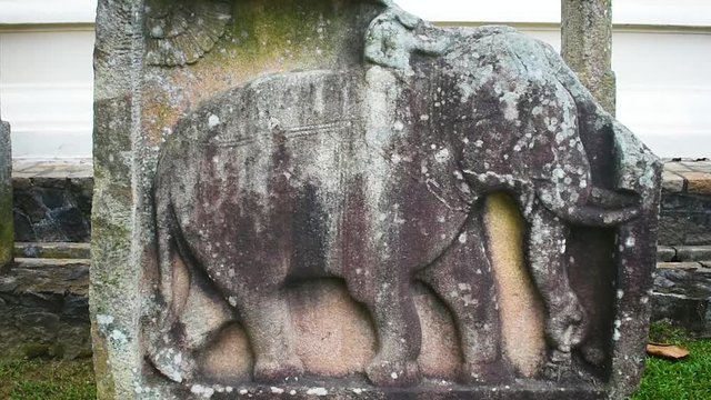 Ancient rock carving elephant sculpture