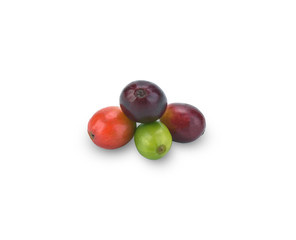 fresh coffee beans isolated on white background