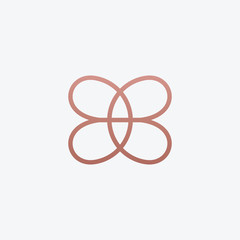 Initial letter BB with abstract butterfly element. minimalist line art monogram shape logo.Typography decorative icon with double letter b.Uppercase initials. Beauty, luxury spa style. - vector