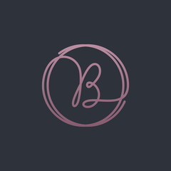 Letter B Logo, handwriting template , circle concept - Vector