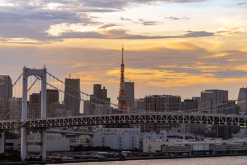 Fototapeta na wymiar Tokyo Tower Rainbow bridge Japan