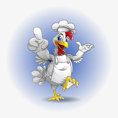 Vector illustration, modification of a chicken as a symbol of master chef.