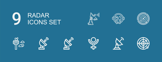 Editable 9 radar icons for web and mobile