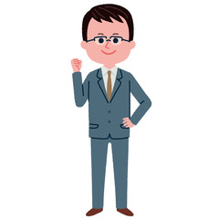 メガネをかけた男性社員のイラスト