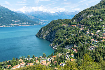 Fototapeta na wymiar Beautiful waterfront town in Lake Como, Italy