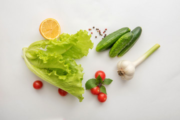 Ingredients for green salad cooking