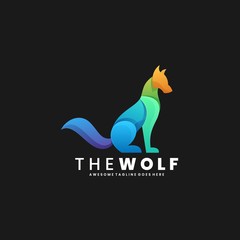 Vector Logo Illustration The Wolf Gradient Colorful