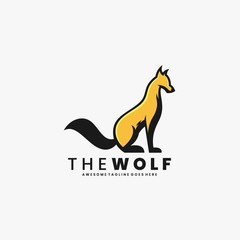 Vector Logo Illustration The Wolf Mascot Cartoon