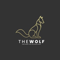 Vector Logo Illustration The Wolf Line Art Style