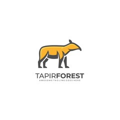 Vector Logo Illustration Tapir Forest Mascot Cartoon
