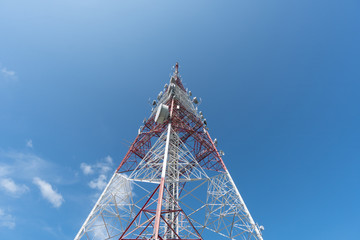 Communication tower and blue sky view