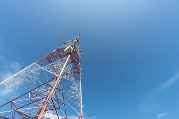 Communication tower and blue sky view