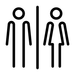 male female toilet restroom sign logo black silhouette body square and head circle stroke bold style rounded separate