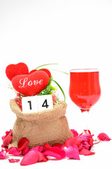 The red heart in the sack and the calendar glass, 14 February,