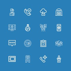 Editable 16 communication icons for web and mobile