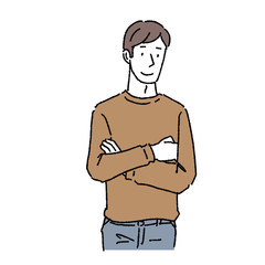 Fototapeta premium 腕をくむ 男性 笑顔 イラスト