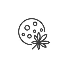 Cannabis chip cookie line icon. linear style sign for mobile concept and web design. Cookies with marijuana leaf outline vector icon. Drug store symbol, logo illustration. Vector graphics