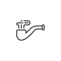 Cannabis smoking pipe line icon. linear style sign for mobile concept and web design. Marijuana pipe outline vector icon. Symbol, logo illustration. Vector graphics