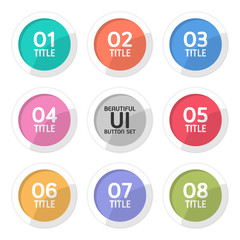 Beautiful user interface circle button set