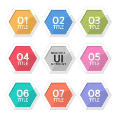 Beautiful user interface hexagon button set