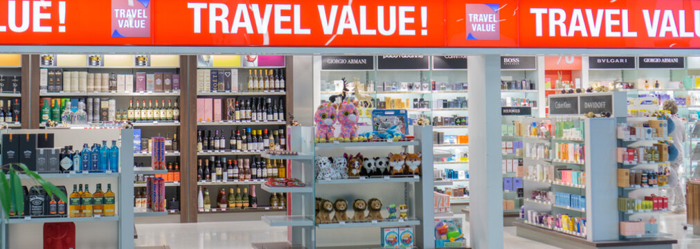 Travel value shop at the airport, Kassel Calden, Germany, Dcember 13, 2019