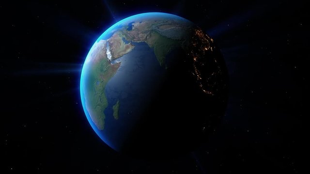 View of the planet Earth. Elements of this image furnished by NASA. 4k Ultra HD. 3D Render. Images from NASA.