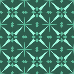 Smooth geometric vector patterns with abstract ornaments with aqua menthe colors