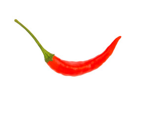 Red fresh chillies  isolated on white background.