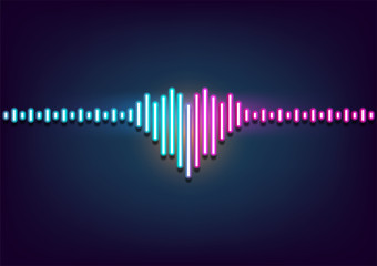 festival celebration, happy valentine's day, heart wave neon, 2 tone glowing, night background, Isolated vector design