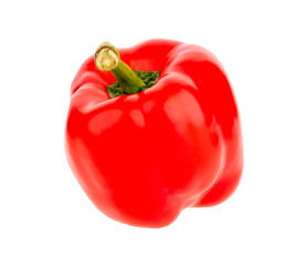 Red sweet bell pepper isolated on white background.