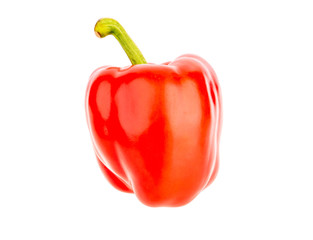 Red sweet bell pepper isolated on white background.