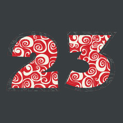 vector hand drawn number 23 