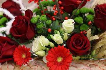 Flower arrangements. Beautiful bouquets for the holidays. Floral background, copy space. Valentines day gifts