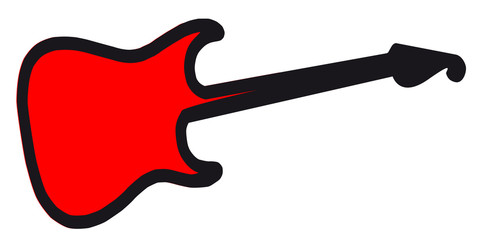 Red Copy Space Isolated Guitar Silhouette