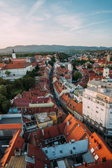 Zagreb Croatia. Aerial View from above of Ban Jelacic Square