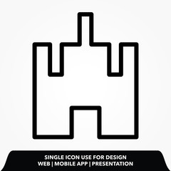 Outline castle line icon vector illustration
