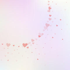 Red heart love confettis. Valentine's day corner c