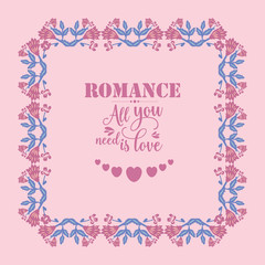 Elegant romance invitation card design, with seamless pattern of leaf and flower frame. Vector
