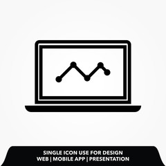 Outline laptop with chart icon. laptop with chart vector illustration.