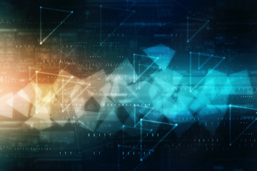 2d illustration Abstract futuristic electronic circuit technology background