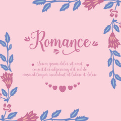 Fototapeta na wymiar Elegant romance invitation card design, with seamless pattern of leaf and flower frame. Vector