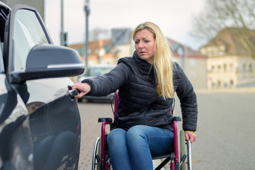 Handicapped woman in a wheelchair
