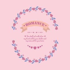 Beautiful pattern of leaf and flower frame, for romance greeting card wallpaper design. Vector